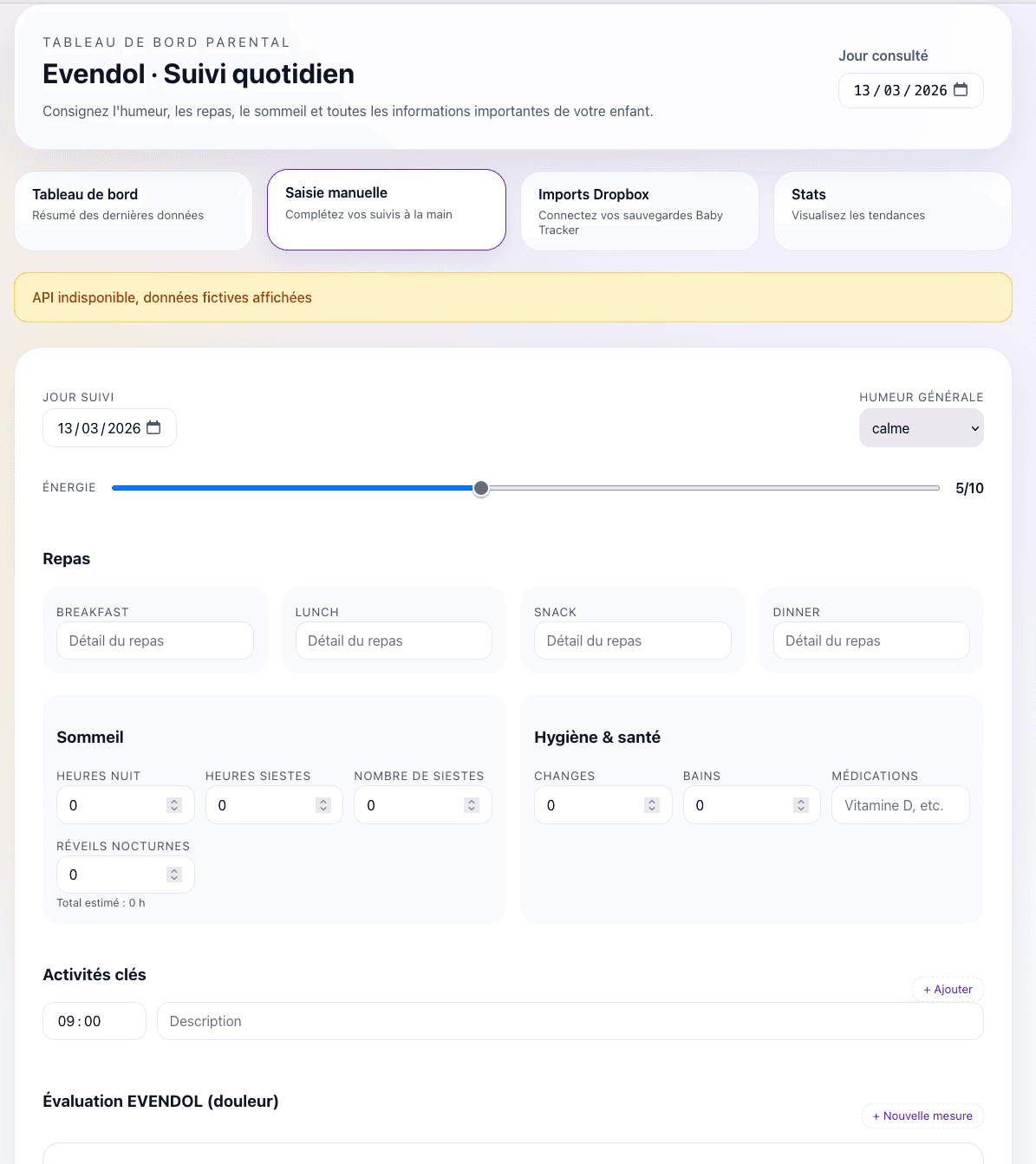 Application BabyTracker Evendol