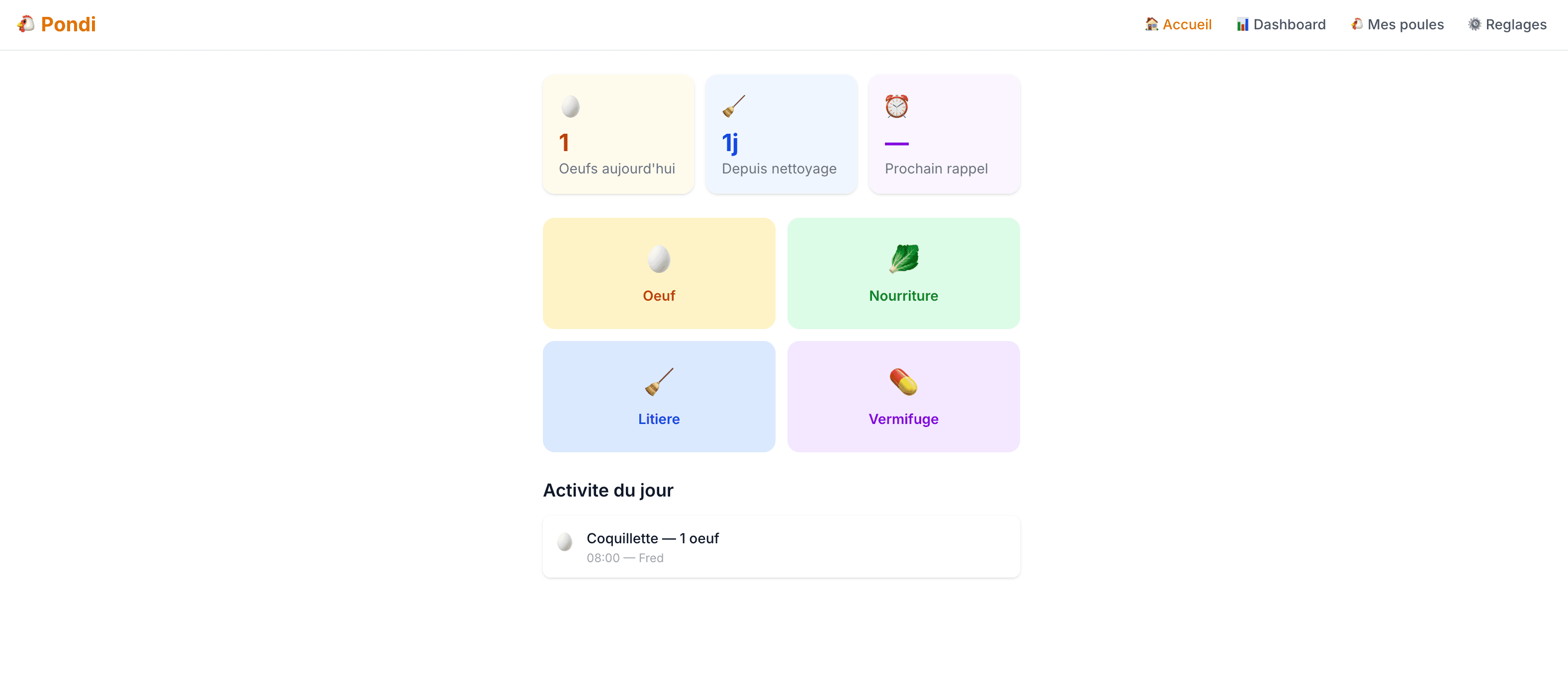 Pondi - l'application de suivi de mes poules