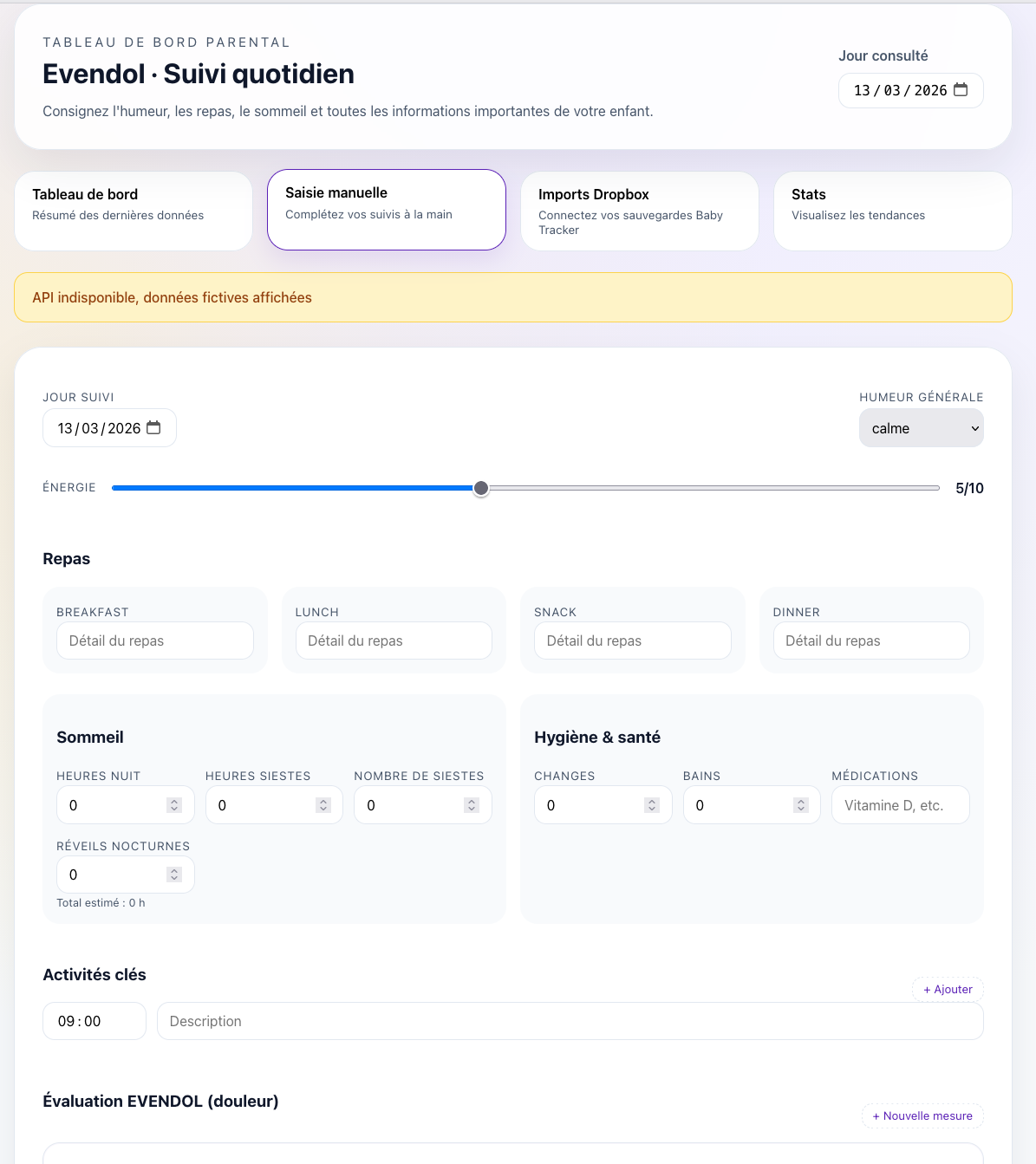 Application BabyTracker Evendol